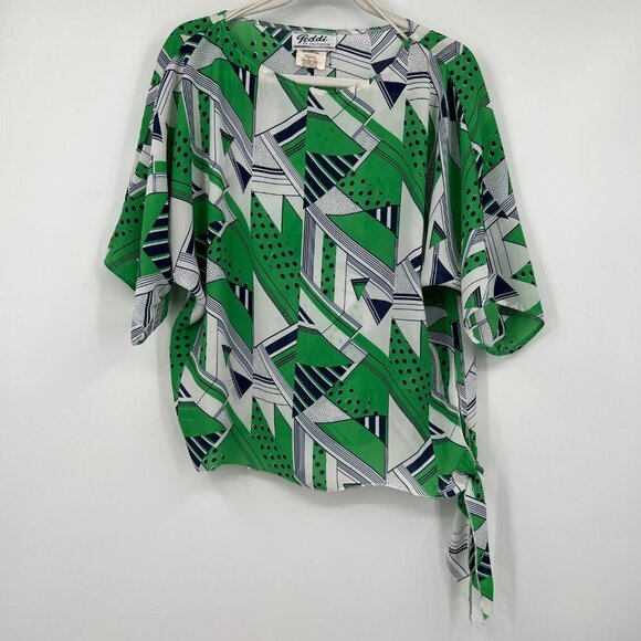 Beautiful Vintage Teddi of California Bow blouse woman's size Medium Abstract Bl - Picture 1 of 11